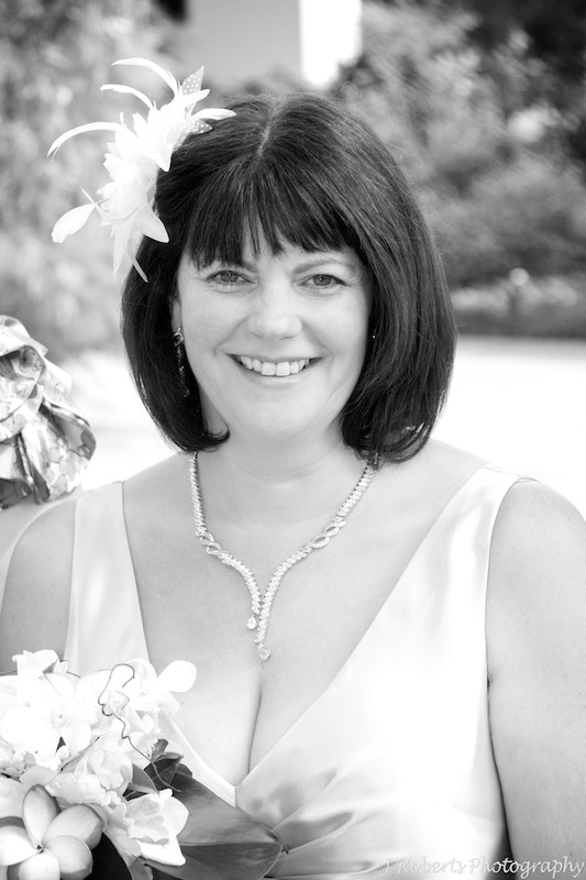 Bride smiling B&W - Wedding photography sydney